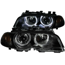BMW 3 Serie E46 2DR-NON Xenon Models 2000-2003 Projector Strålkastare Med Halo Svart ANZO